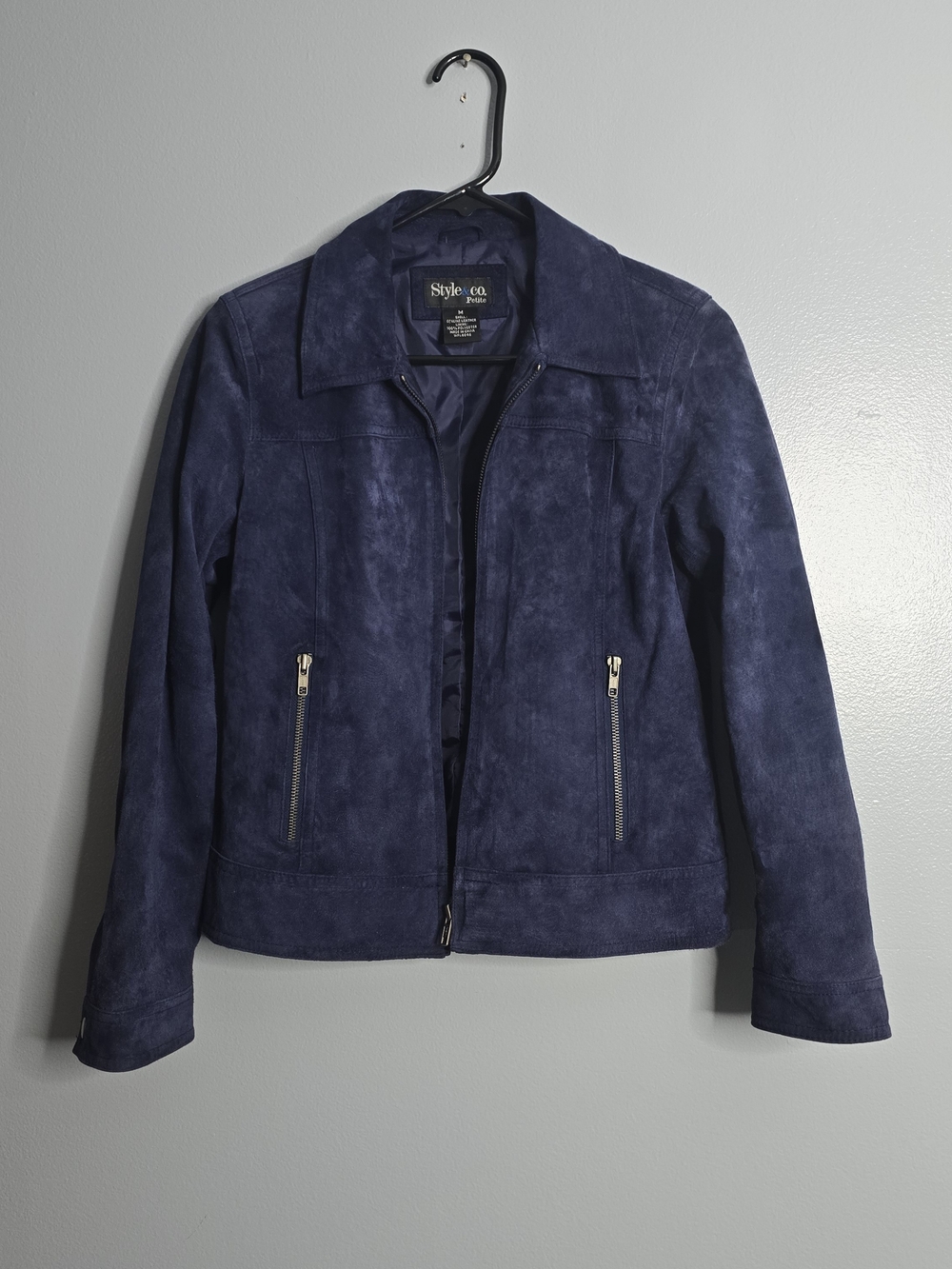 Pre-Loved Style&Co Petite Navy Genuine Suede Zip Jacket